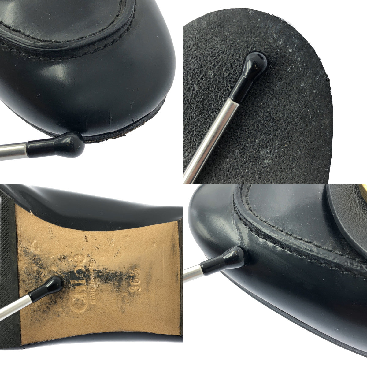 Chloe | C 標誌兩用平底高跟鞋 | CH32133A | 36 1/2 | 黑色/金色 | 女款