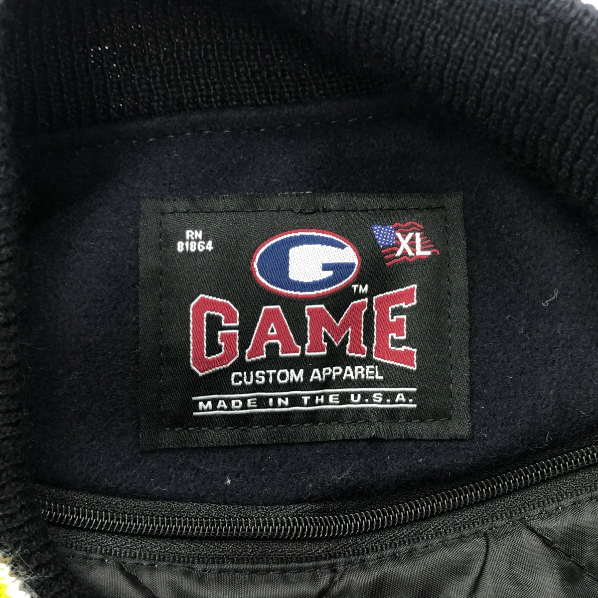 GAME CUSTOM APPAREL / ゲームカスタムアパレル | Varsity Jacket / レザースリーブ アワードジャケット ブルゾン / 総裏地 | XL | ブラック/マスタード | メンズ