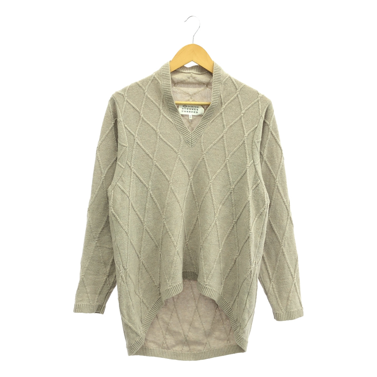 Maison Martin Margiela | 2013AW | Wool Diamond V-neck Knit | S | Beige | Women's