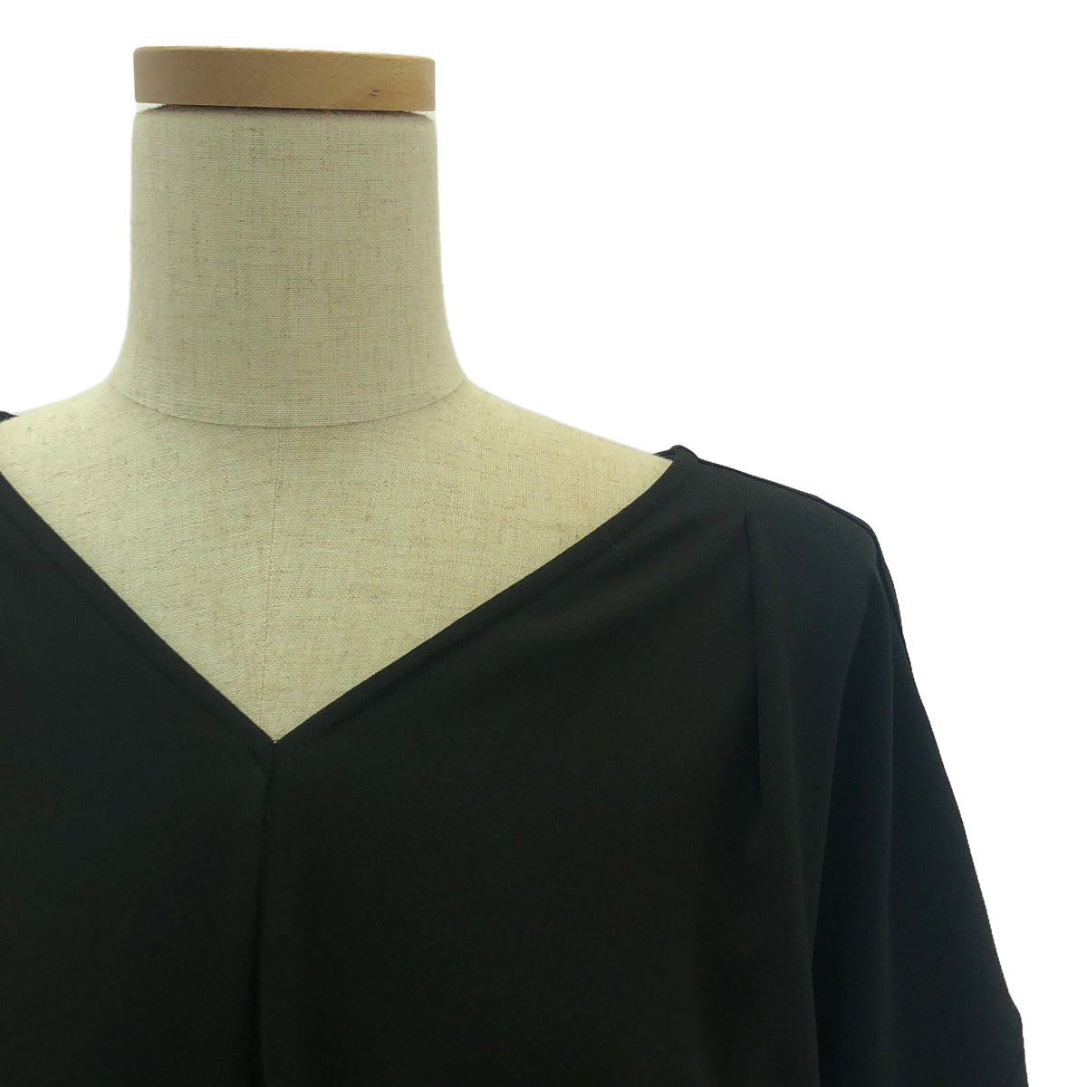 foufou / foufou | THE DRESS #07 drape v neck dress One piece dress | 0 | Black | Women's