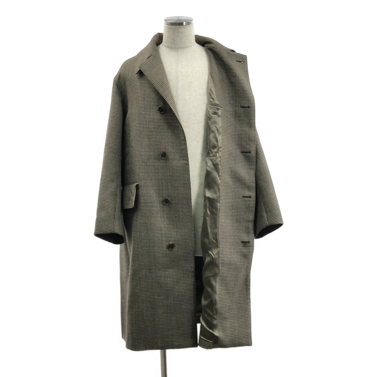 【美品】  AURALEE / オーラリー | DOUBLE FACE CHECK LONG COAT / ダブルフェイス オーバー ロング コート / 総裏地 | 4 | HOUND'S TOOTH CHECK | メンズ