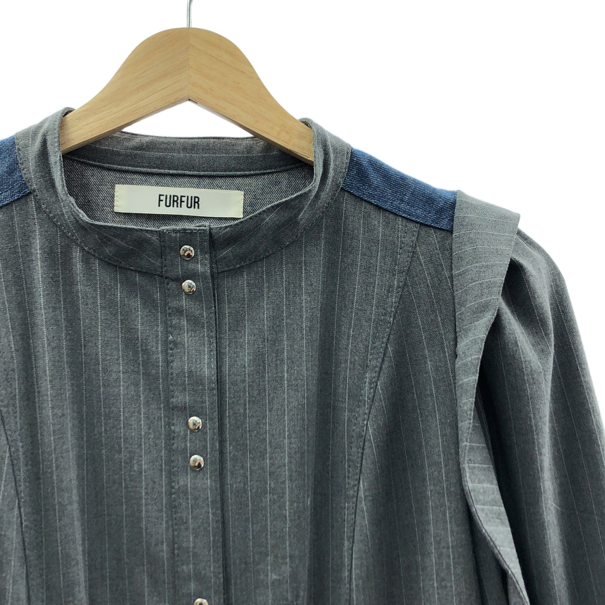 FURFUR | 牛仔布對接立領洋裝 | 均碼 | 灰色 | 女款