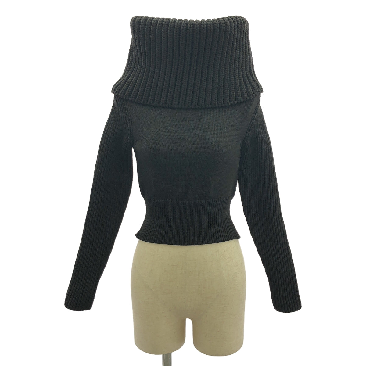 [Good Condition] ALAIA | Ribbed Off-Shoulder Knit | Size 34 | Black | Women's