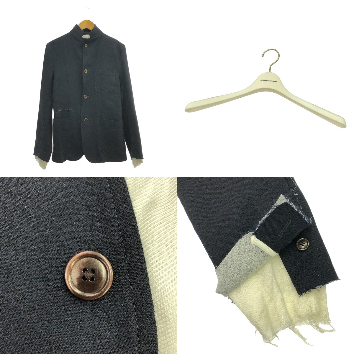 TAKAHIROMIYASHITA The Soloist / 타카히로미야 시타자 솔로이스트 | 모직 레이어드 슬리브 싱글 코트 / 안감 포함 | 46 | 네이비 | 남성