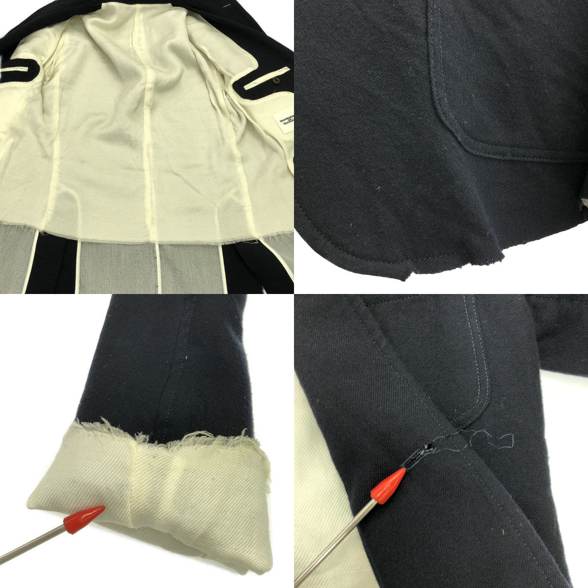 TAKAHIROMIYASHITA The Soloist / 타카히로미야 시타자 솔로이스트 | 모직 레이어드 슬리브 싱글 코트 / 안감 포함 | 46 | 네이비 | 남성