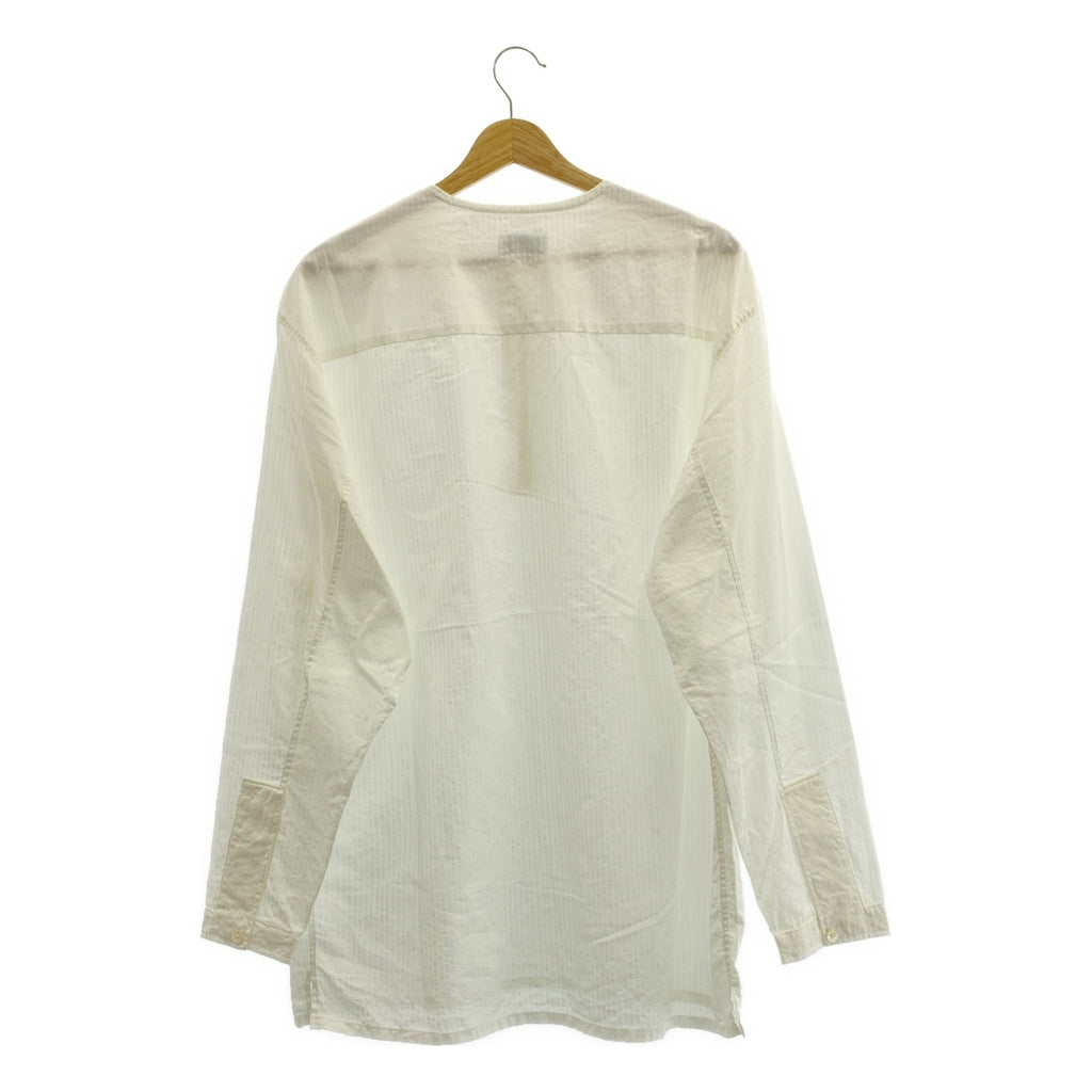 LEMAIRE / 르메르 | 코튼 헨리 넥 풀오버 셔츠 | S | 화이트 | 남성