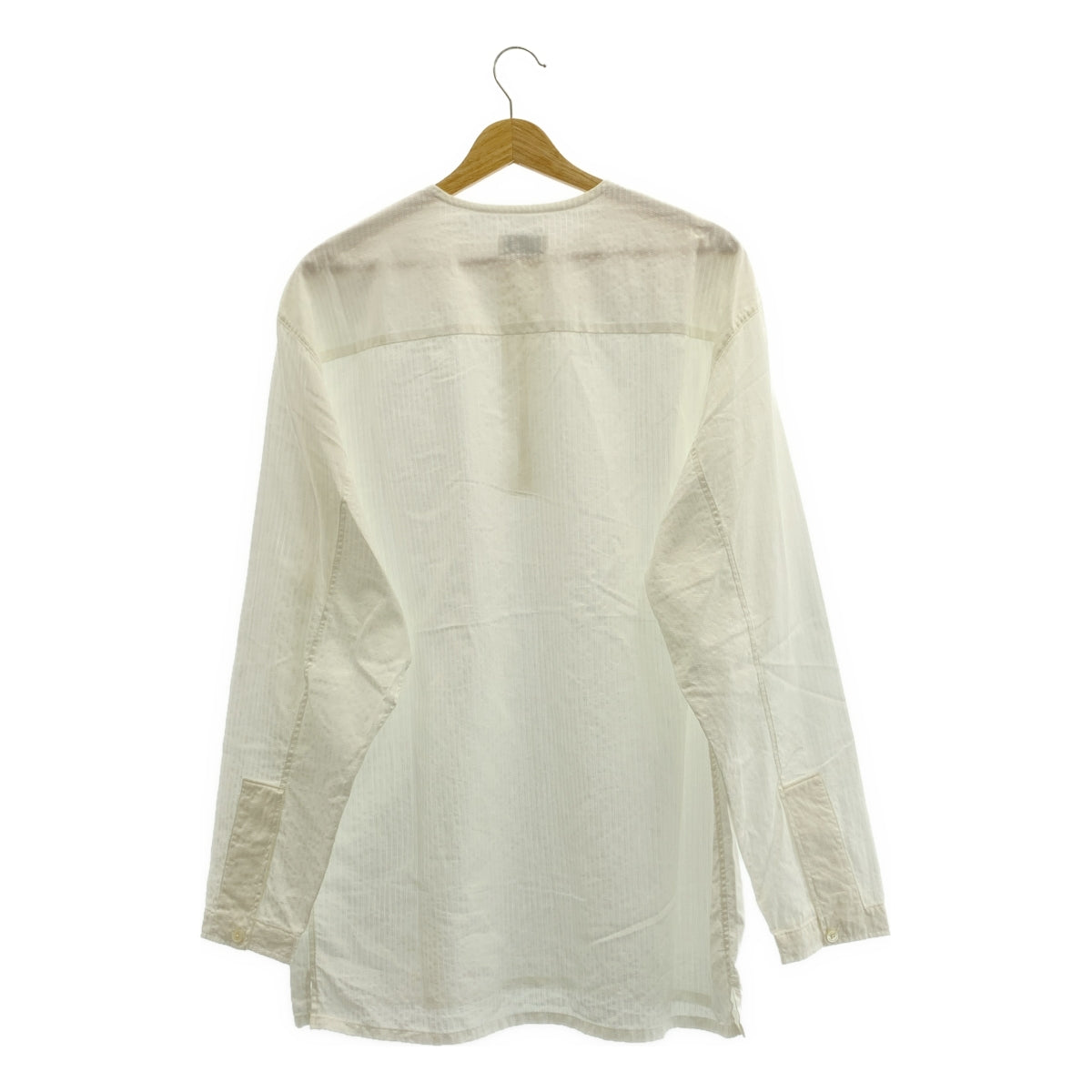 LEMAIRE / 르메르 | 코튼 헨리 넥 풀오버 셔츠 | S | 화이트 | 남성