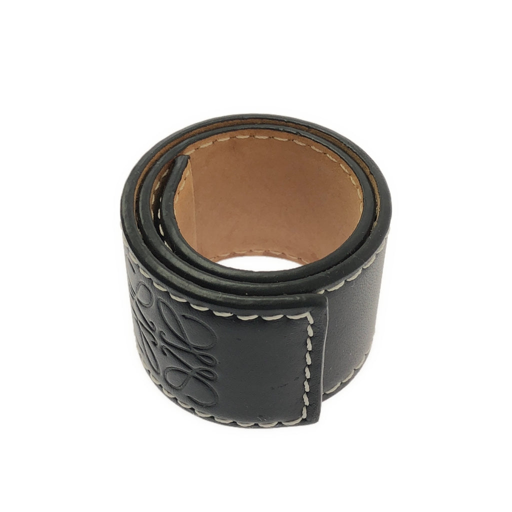 LOEWE / ロエベ | レザー アナグラム ロゴ スラップ ブレスレット | ブラック | レディース