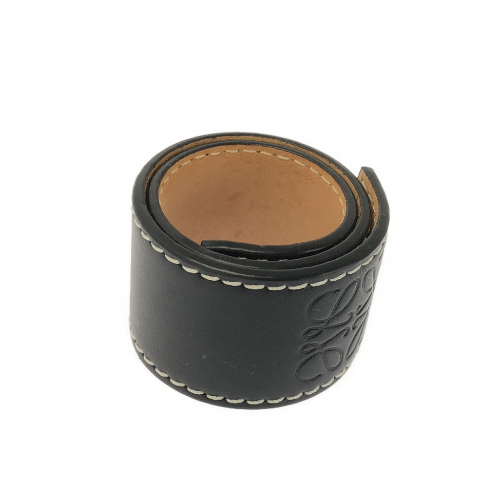 LOEWE / ロエベ | レザー アナグラム ロゴ スラップ ブレスレット | ブラック | レディース