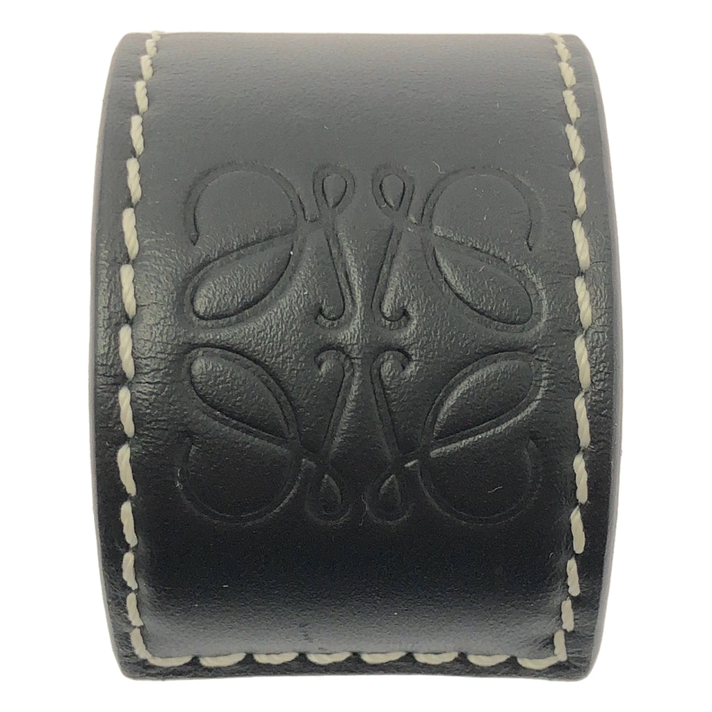 LOEWE / ロエベ | レザー アナグラム ロゴ スラップ ブレスレット | ブラック | レディース