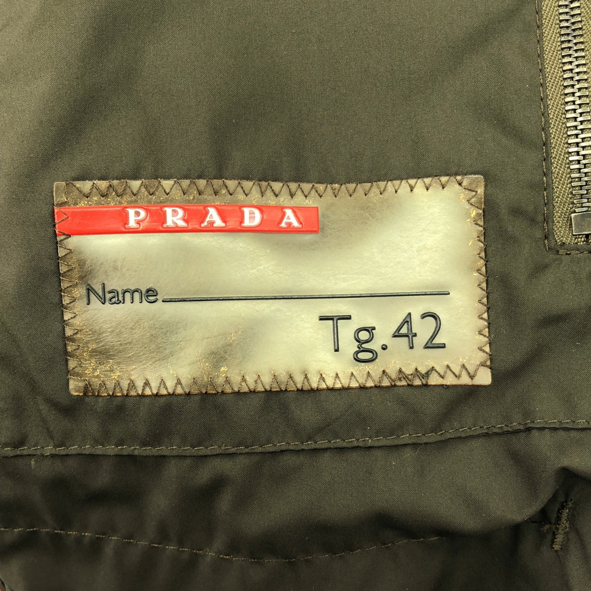 PRADA SPORT | Padded Layered Sleeve Zip Jacket | 42 | Olive | Women's