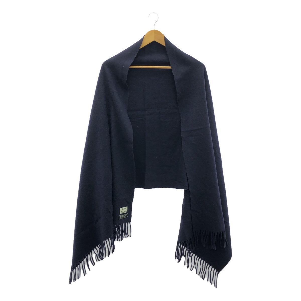 Acne Studios / アクネストゥディオズ | ヴァージンウール フリンジ マフラー | ネイビー | レディース