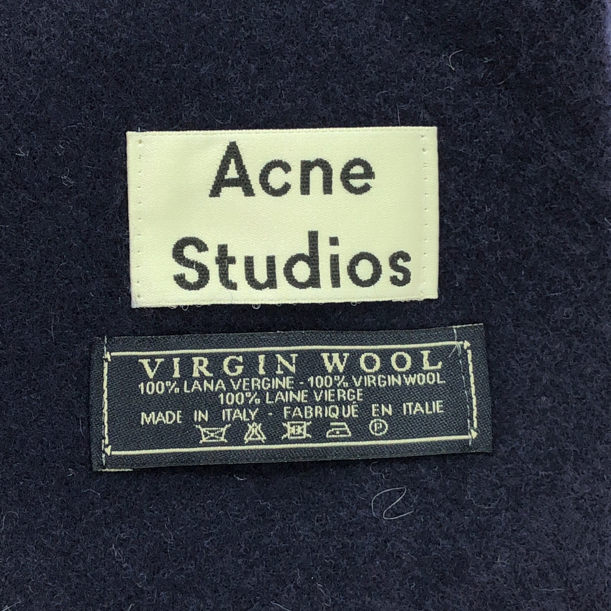 Acne Studios / アクネストゥディオズ | ヴァージンウール フリンジ マフラー | ネイビー | レディース