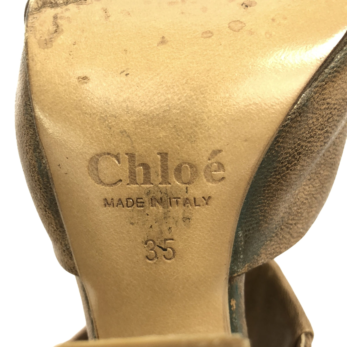 克洛伊 |皮革 T 型帶高跟涼鞋 | 35 |米色 |女性的