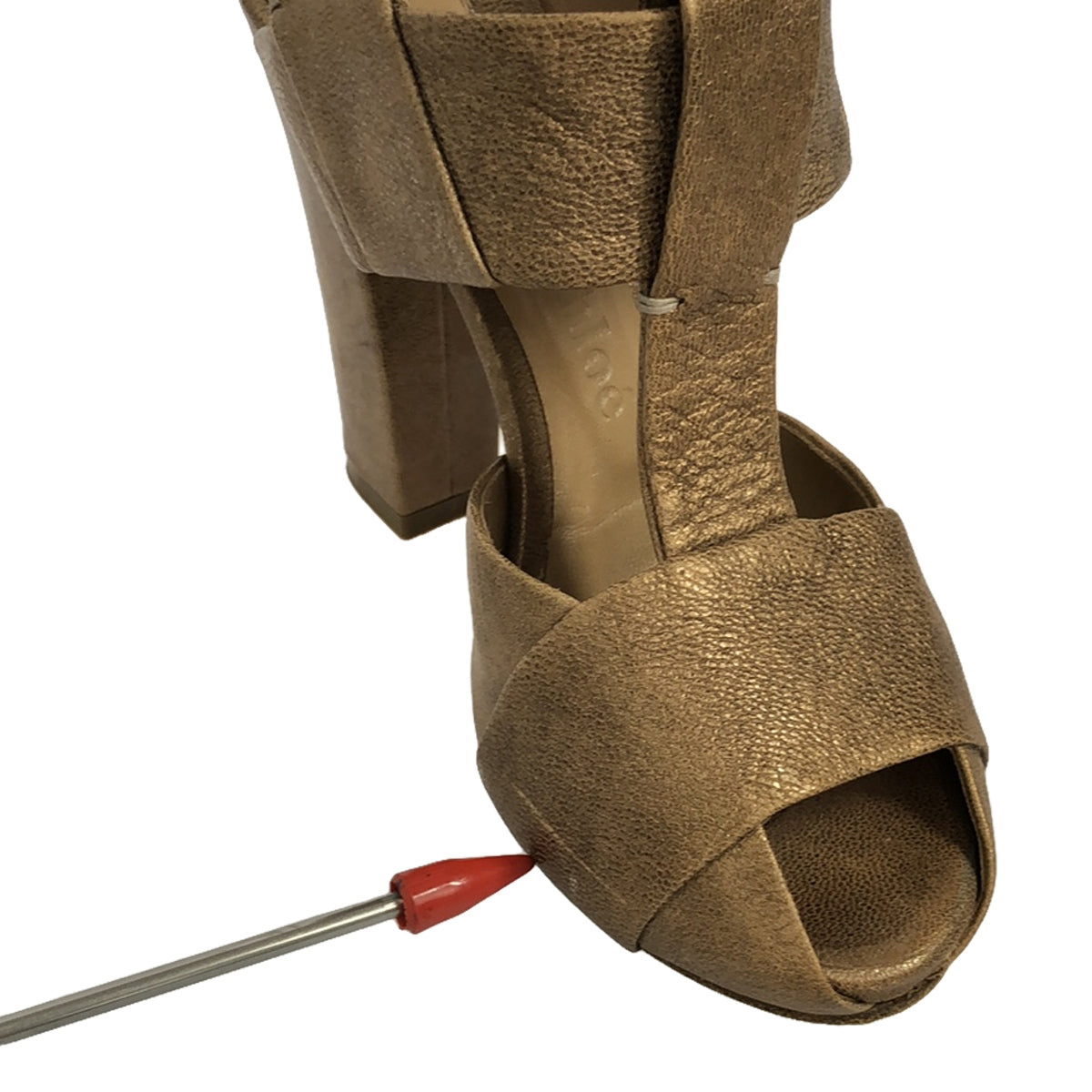 克洛伊 |皮革 T 型帶高跟涼鞋 | 35 |米色 |女性的