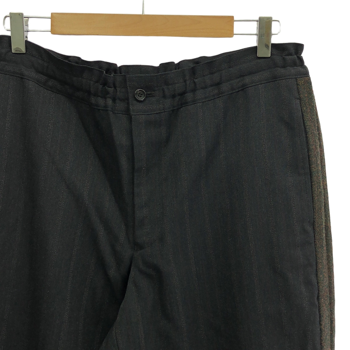 【美品】  COMME des GARCONS HOMME DEUX / コムデギャルソンオムドゥ | 2024AW | ウール ストライプ 切替 サイドライン スラックス | M | グレー系 | メンズ