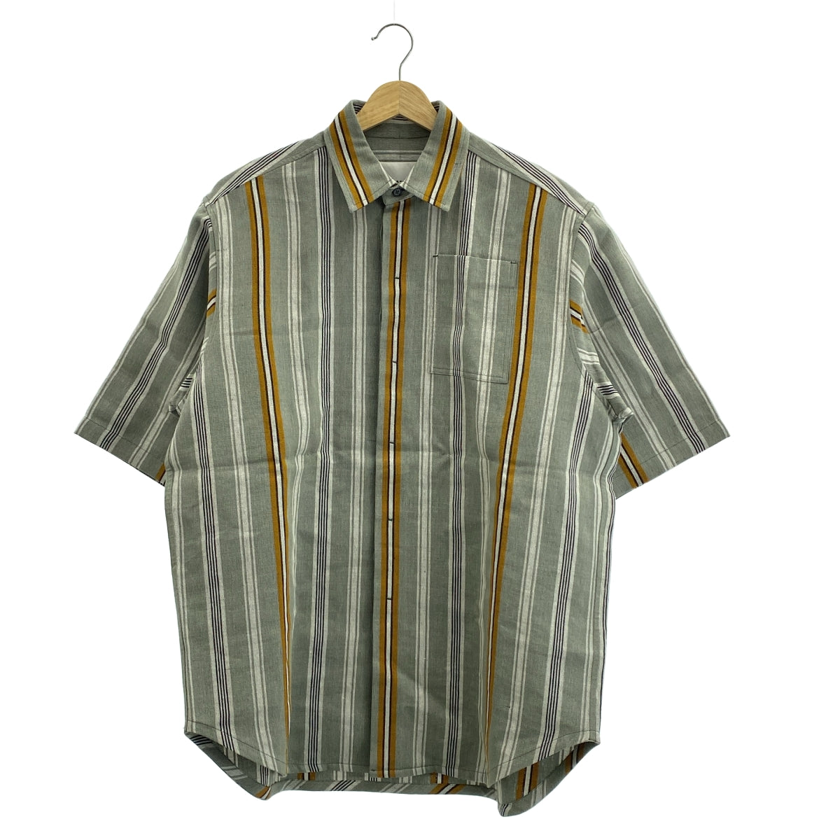 JIL SANDER / 질산더 | 2020SS | 린넨 레이온 실크 스트라이프 오버 실루엣 셔츠 | 38 | 남성