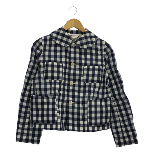 COMME des GARCONS GIRL | 2020SS | Round-collar padded check jacket | S | Navy/White | Women's