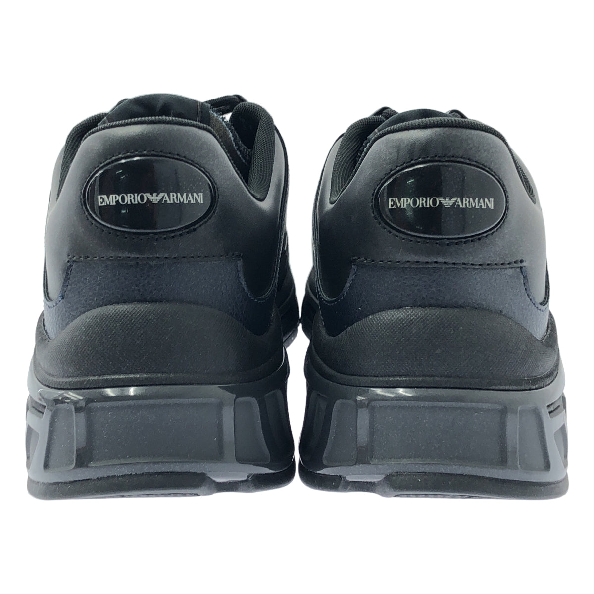 【미품】 EMPORIO ARMANI / 엠포리오 아르마니 | 스웨이드 전환 가죽 로우 컷 스니커즈 | 43 | 네이비 / 블랙 | 남성