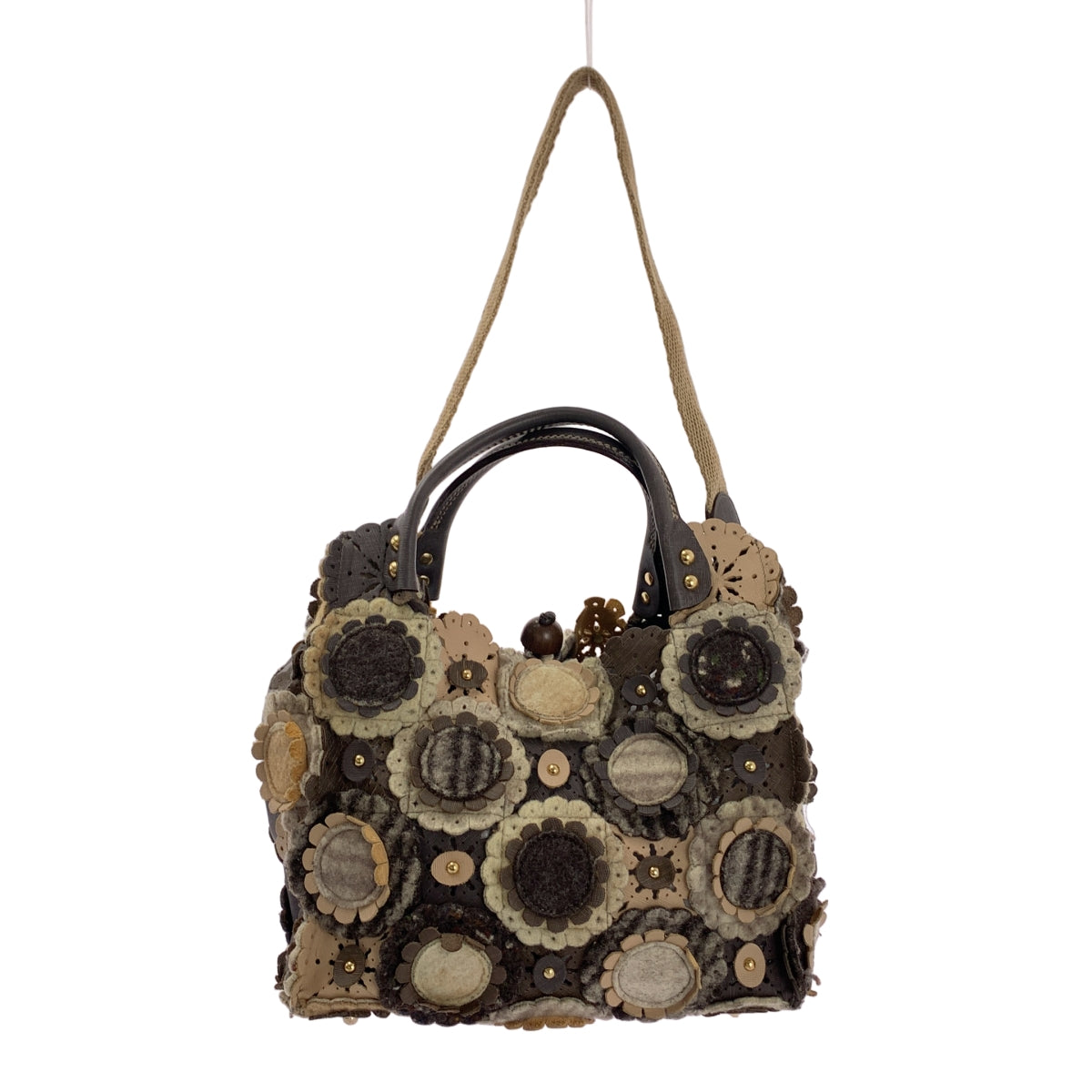 JAMIN PUECH / 자만 피에쉬 | 가죽 펠트 플라워 2way 숄더백 |