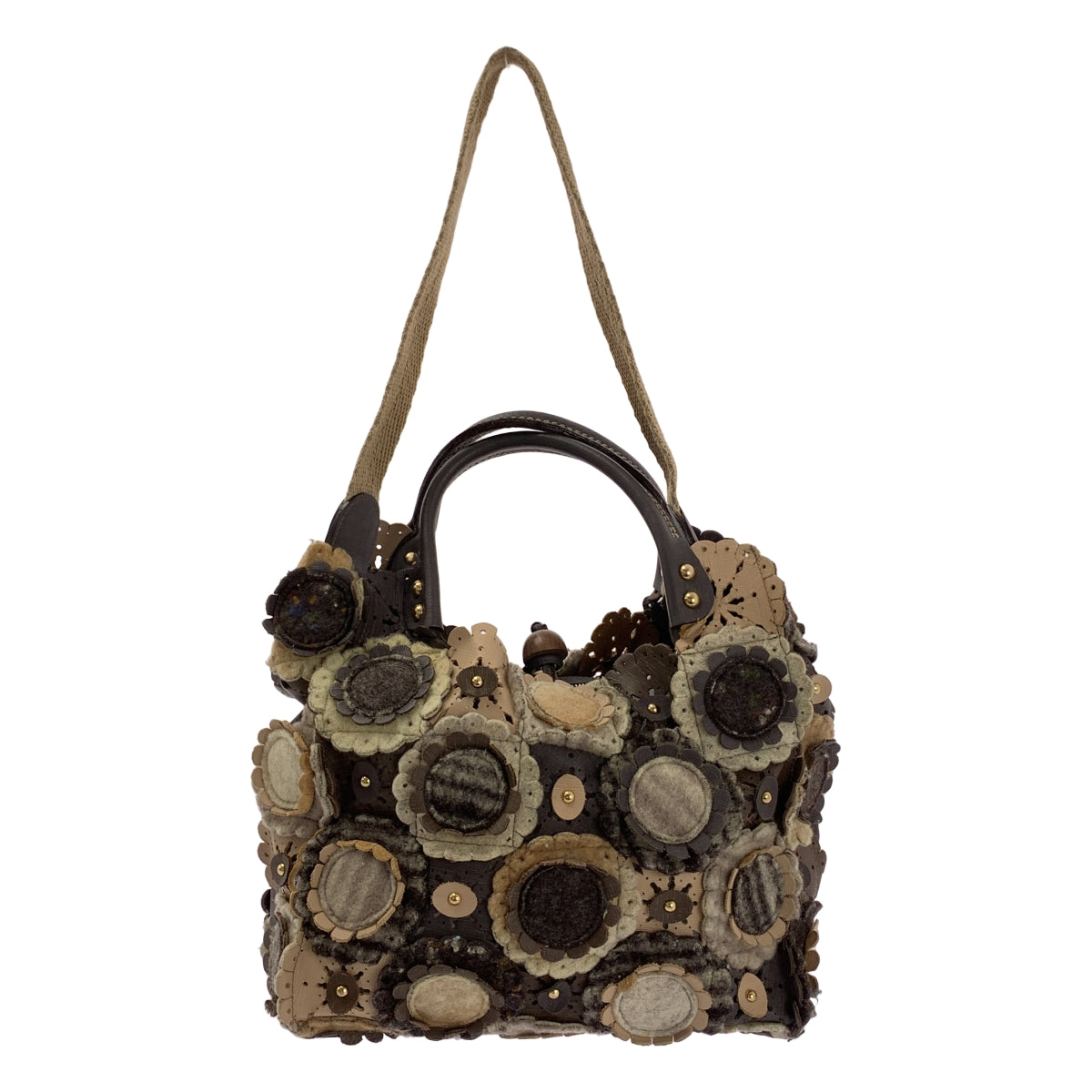 JAMIN PUECH / 자만 피에쉬 | 가죽 펠트 플라워 2way 숄더백 |