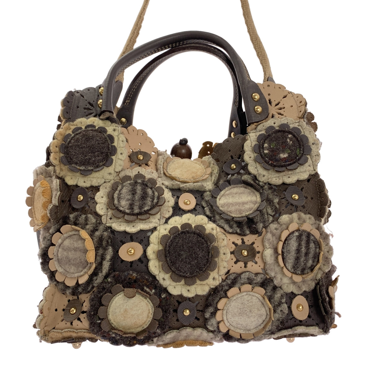 JAMIN PUECH / 자만 피에쉬 | 가죽 펠트 플라워 2way 숄더백 |