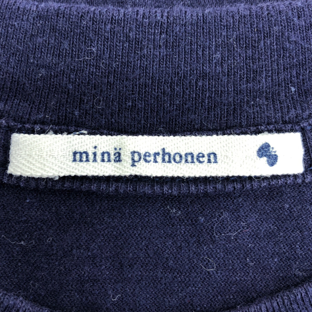 mina perhonen / ミナペルホネン | 2024SS | bien / ワンポイントちょうちょ エンブロイダリー  Tシャツ カットソー | 150 | ネイビー | レディース