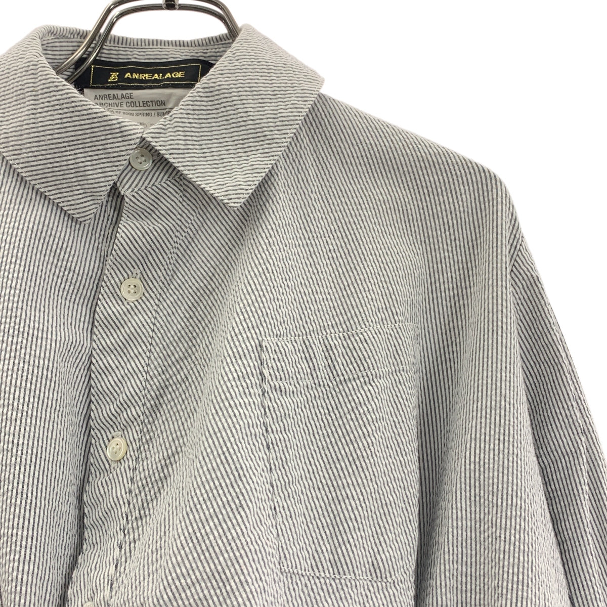 ANREALAGE / アンリアレイジ | BALL Shirt ボール コットン ストライプ シャツ | 0 | ホワイト/グレー | レディース