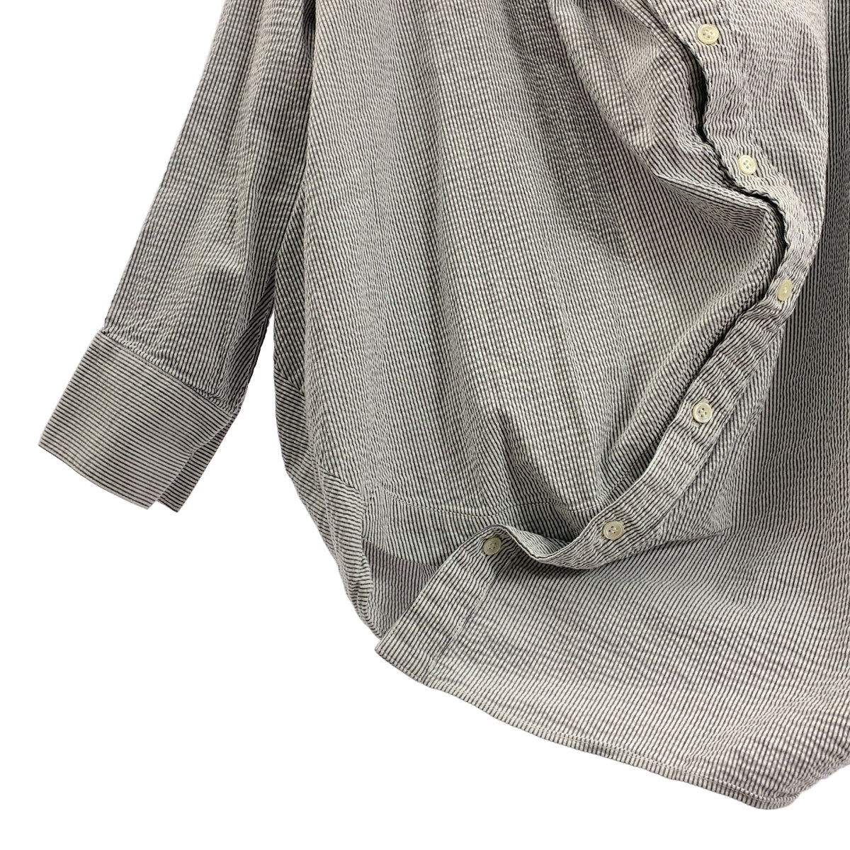 ANREALAGE / アンリアレイジ | BALL Shirt ボール コットン ストライプ シャツ | 0 | ホワイト/グレー | レディース