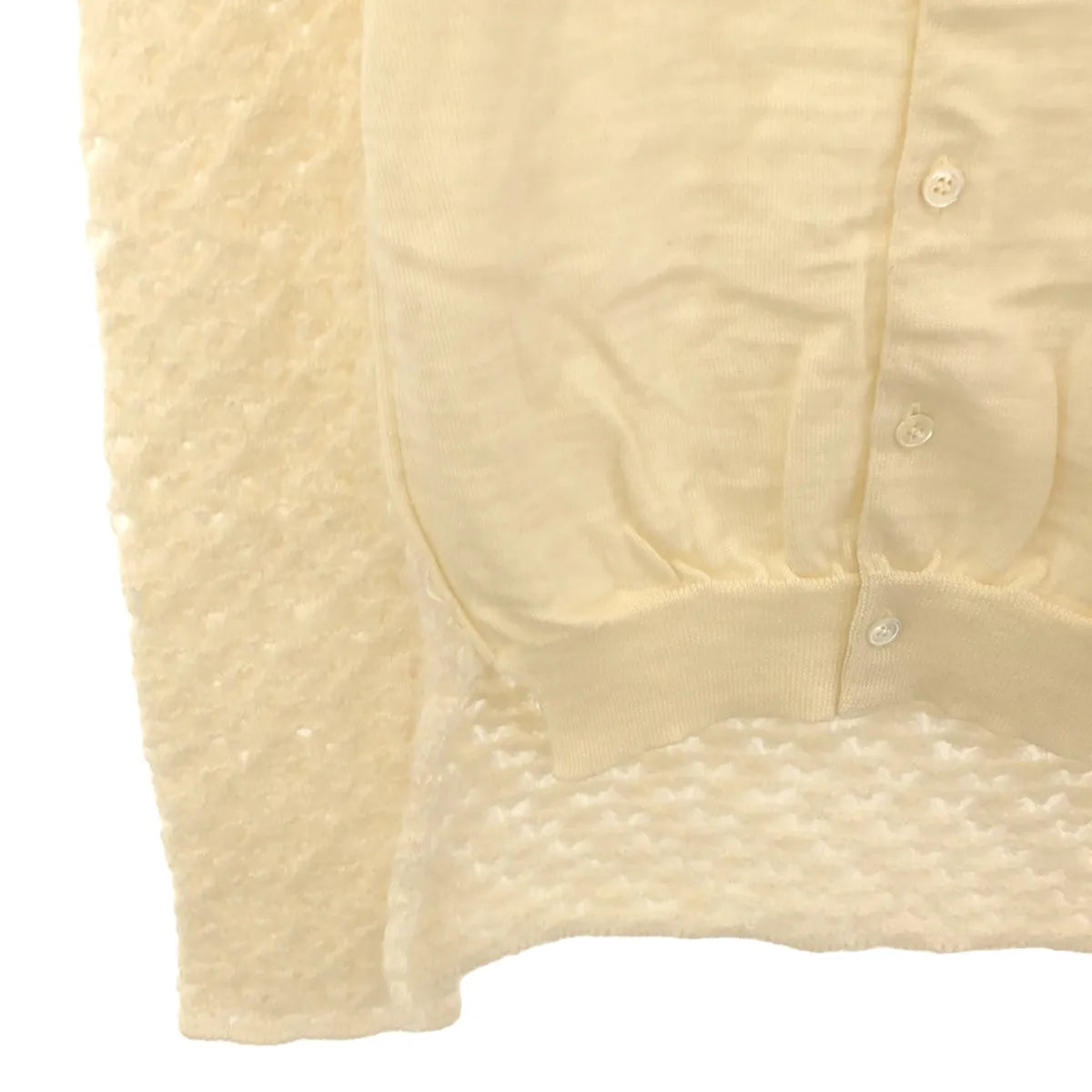 [品相良好] COMME des GARCONS | 2015秋冬 |羊毛鉤針編織圓領開襟衫 | XS |象牙 |女性的