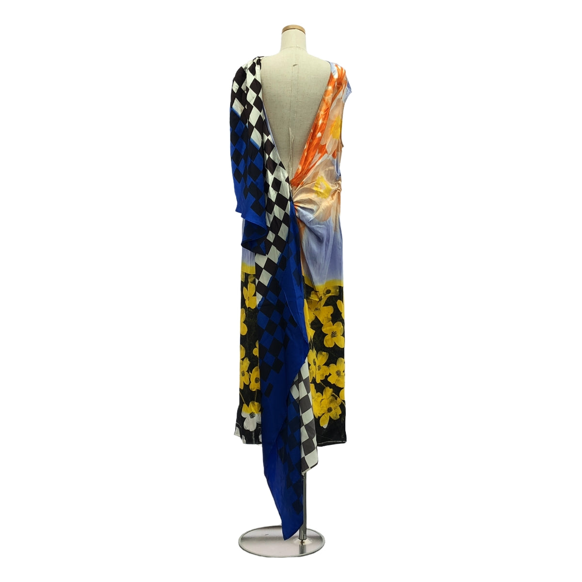【美品】  DRIES VAN NOTEN / ドリスヴァンノッテン | 2019SS | プリント シルク ドレープ ロングワンピース | 42 | マルチカラー | レディース