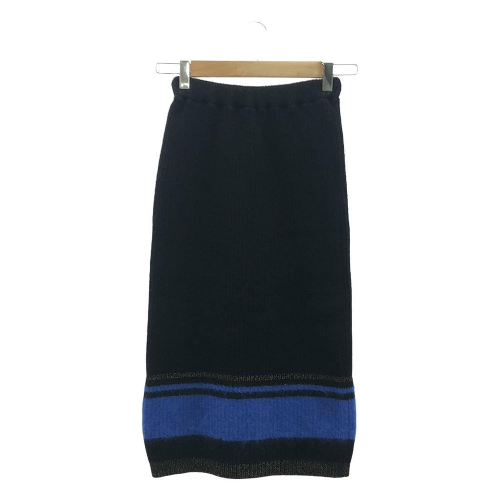 【미품】 sawa takai / 사와 타카이 | 2024AW | LAND SKIRT / 웨스트 고무 니트 스커트 | XS | 블랙/블루 | 여성