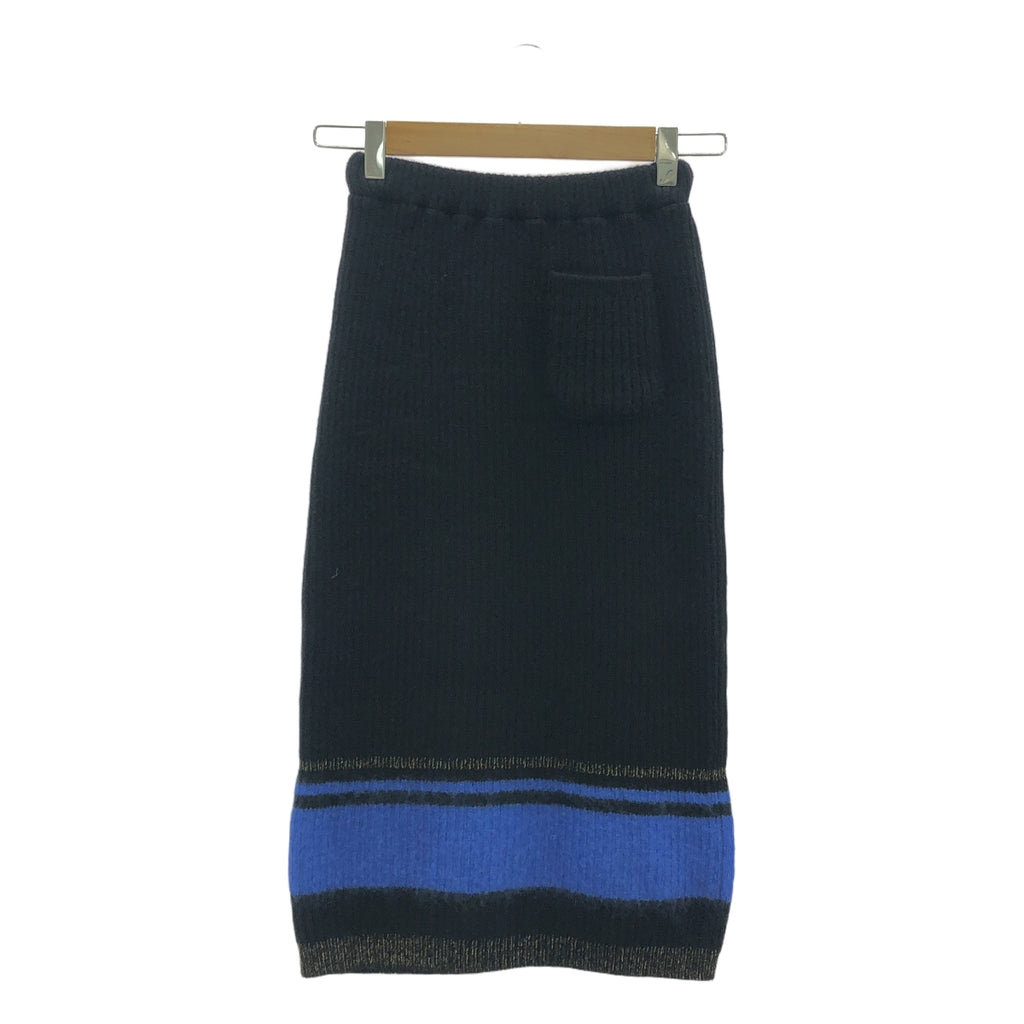 【미품】 sawa takai / 사와 타카이 | 2024AW | LAND SKIRT / 웨스트 고무 니트 스커트 | XS | 블랙/블루 | 여성