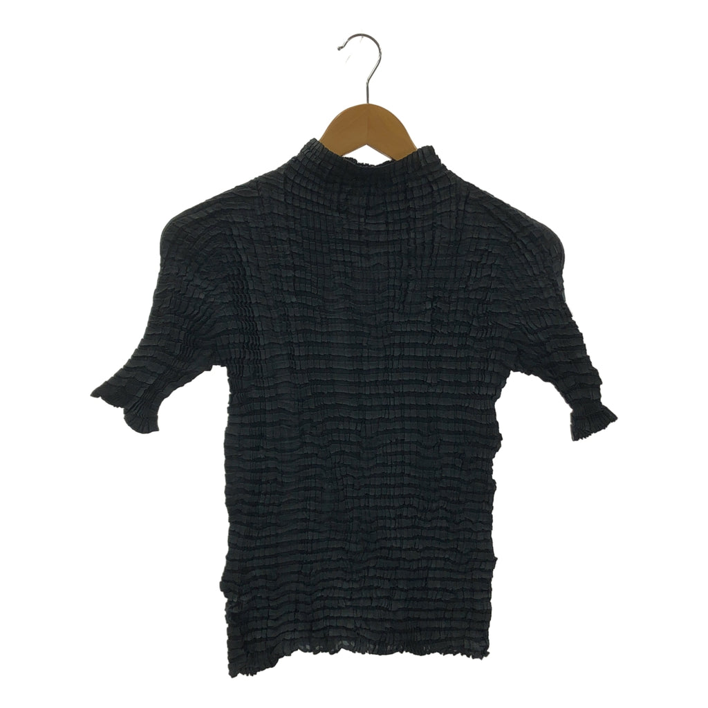 ISSEY MIYAKE / 이세이미야케 | 주름 가공 하이넥 쇼트 슬리브 컷소우 | M |