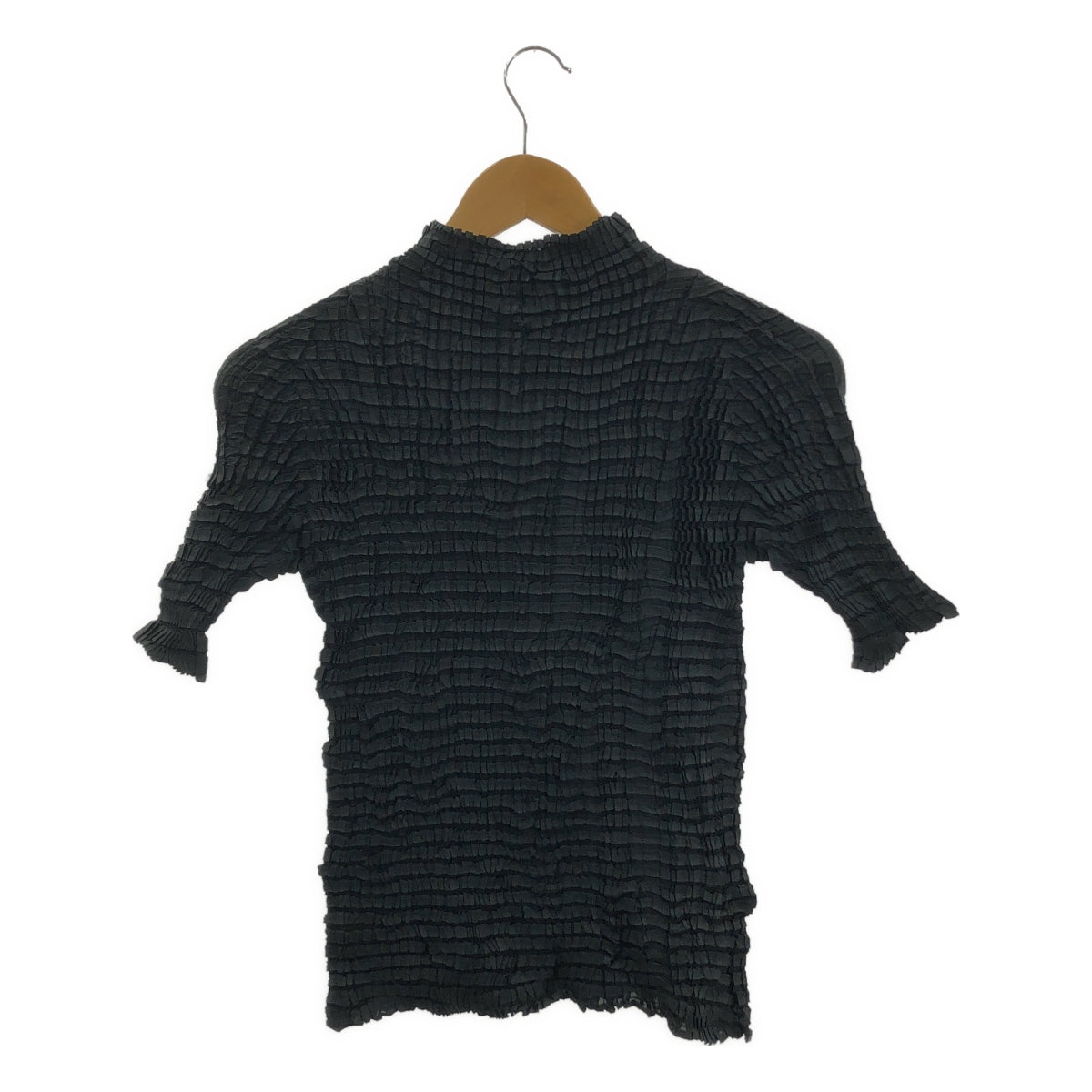 ISSEY MIYAKE / 이세이미야케 | 주름 가공 하이넥 쇼트 슬리브 컷소우 | M |