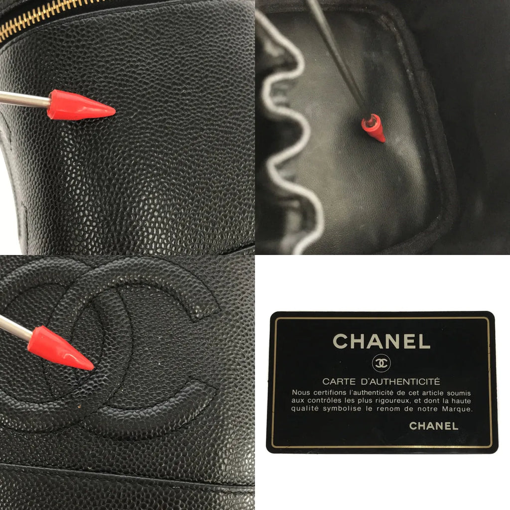 CHANEL / シャネル | 93659 ココマーク キャビアスキン バニティバッグ | ブラック | レディース