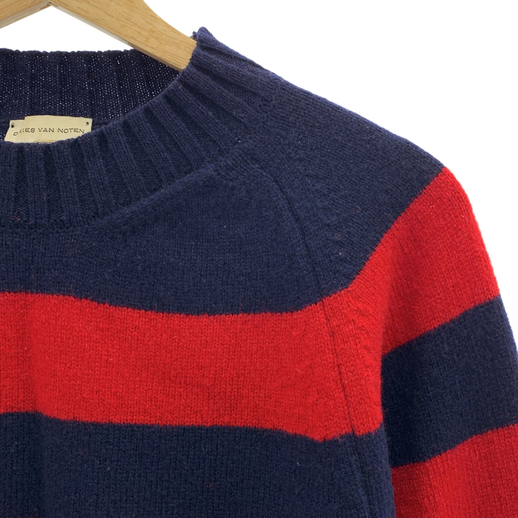 DRIES VAN NOTEN / 드리스 반 노튼 | 울 테두리 풀오버 니트 | M | 레드 / 네이비 | 남성