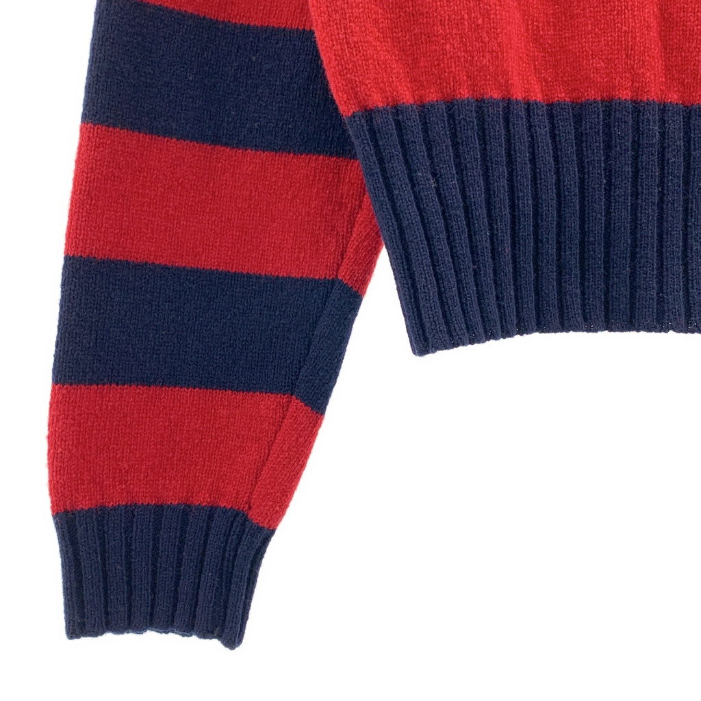 DRIES VAN NOTEN / 드리스 반 노튼 | 울 테두리 풀오버 니트 | M | 레드 / 네이비 | 남성