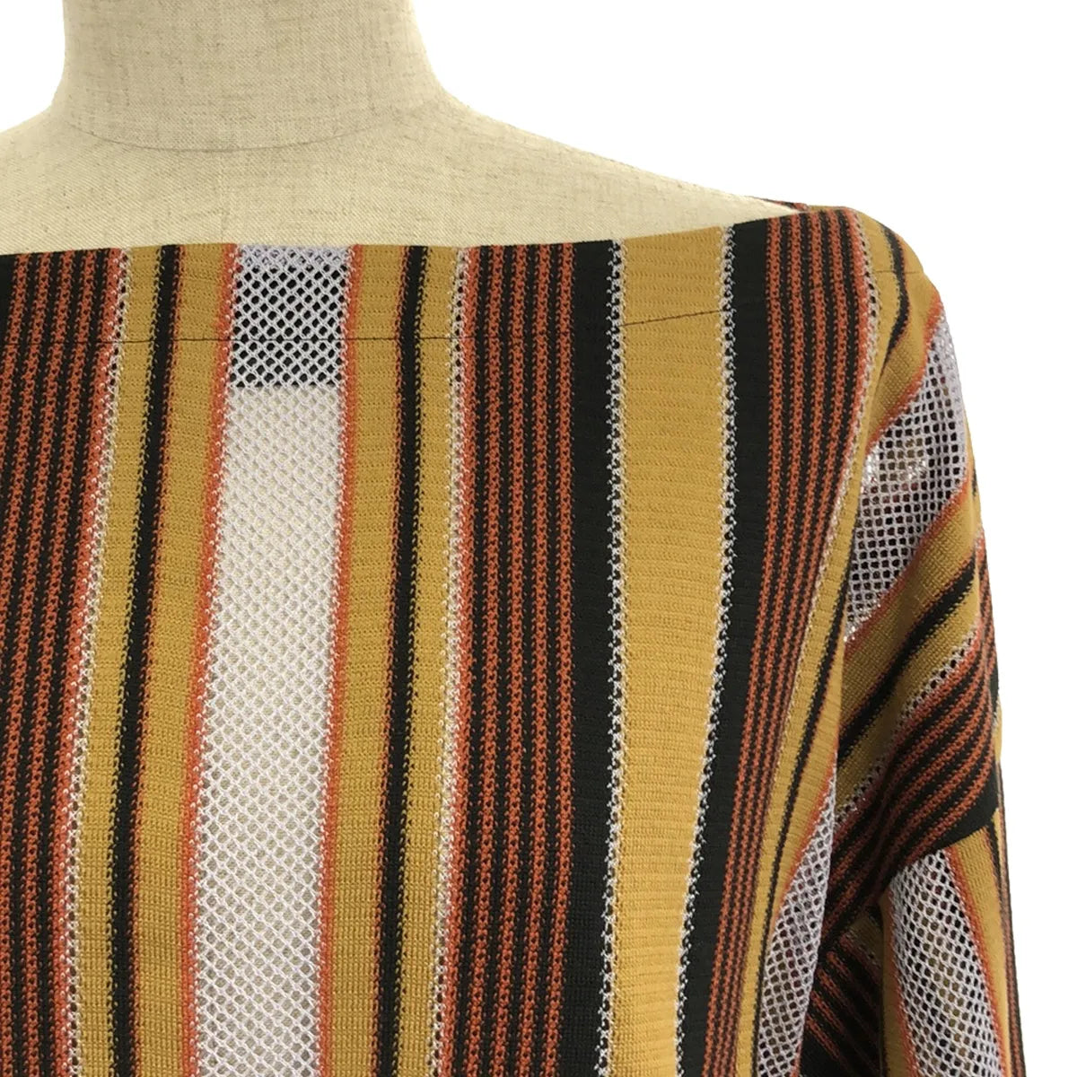 【신품】 Mame Kurogouchi / 마메쿠로고우치 | 2023AW | Raschel Jersey Torchon Lace Stripe Top / 토션 레이스 탑스 | 2 | 브라운 | 여성