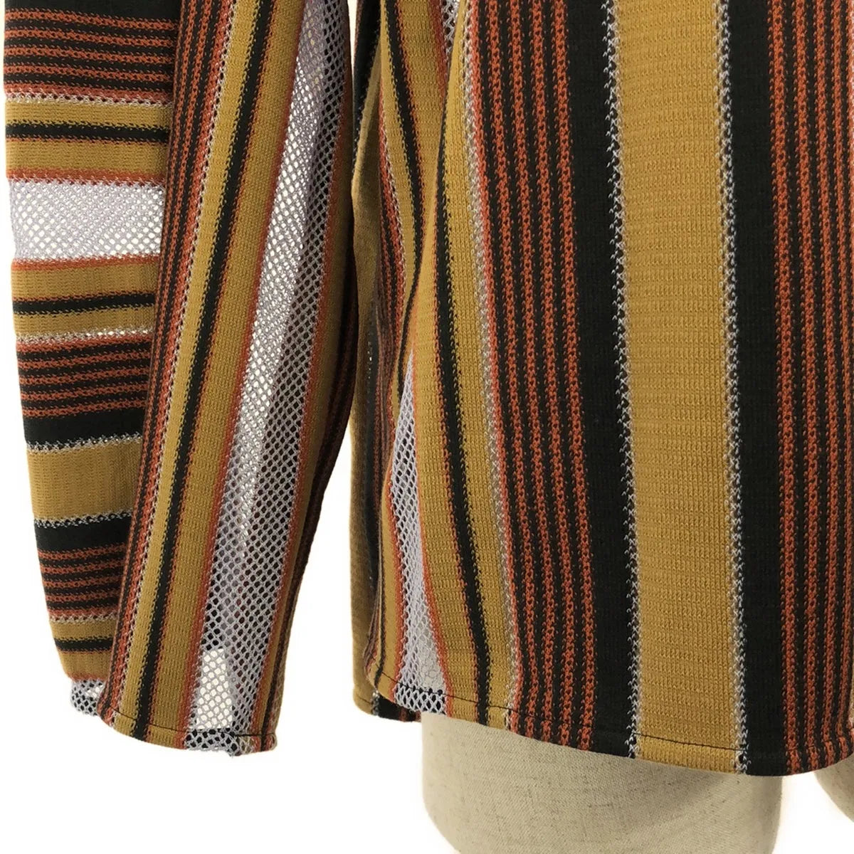 【신품】 Mame Kurogouchi / 마메쿠로고우치 | 2023AW | Raschel Jersey Torchon Lace Stripe Top / 토션 레이스 탑스 | 2 | 브라운 | 여성