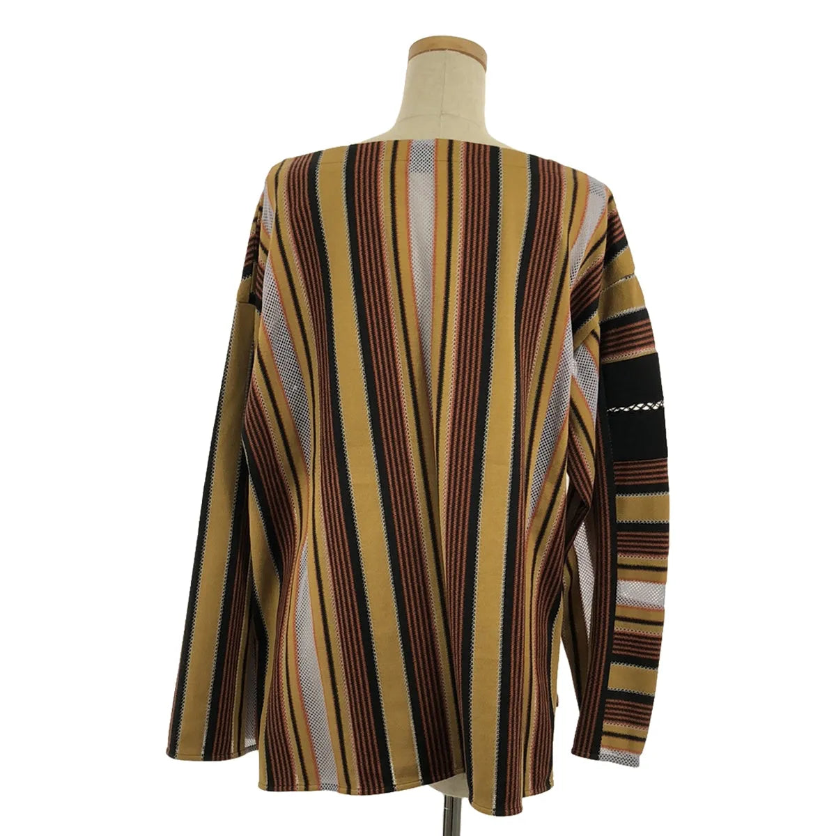 【신품】 Mame Kurogouchi / 마메쿠로고우치 | 2023AW | Raschel Jersey Torchon Lace Stripe Top / 토션 레이스 탑스 | 2 | 브라운 | 여성