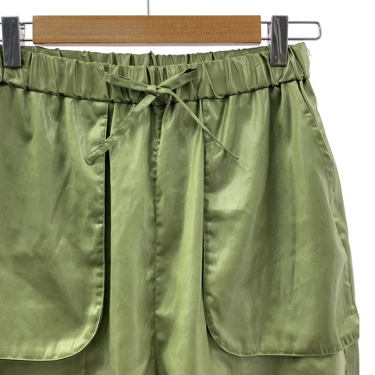 【美品】  LITTLE SUZIE / リトルスージー | Leather Like Extemal Pocket Pants ポリエステル イージーパンツ | 36 | グリーン | レディース