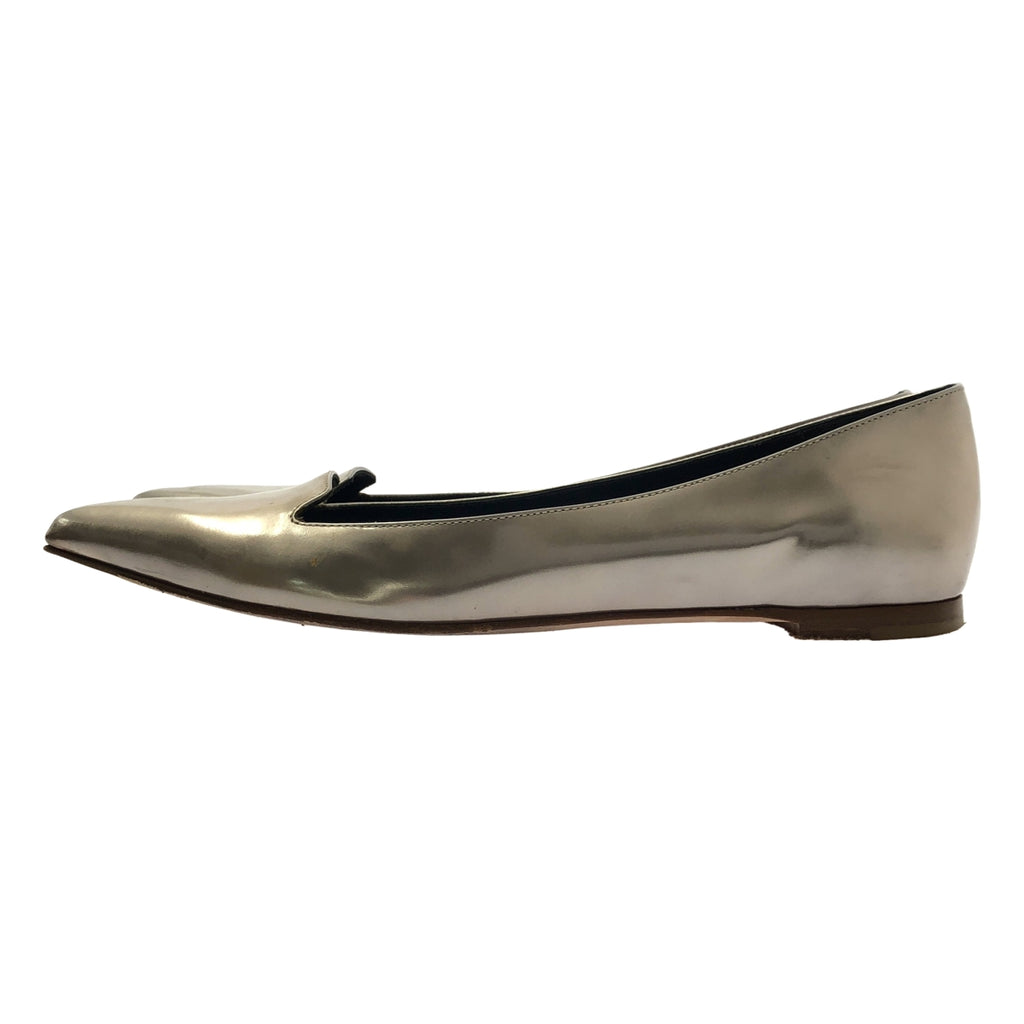 sergio rossi / セルジオロッシ | パテントレザー メタリック ポインテッドトゥ フラットシューズ | 36 1/2 | レディース