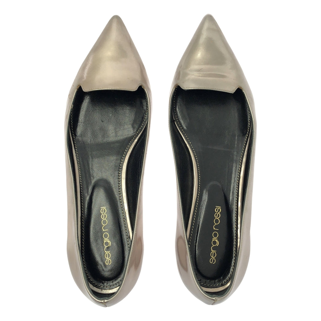 sergio rossi / セルジオロッシ | パテントレザー メタリック ポインテッドトゥ フラットシューズ | 36 1/2 | レディース