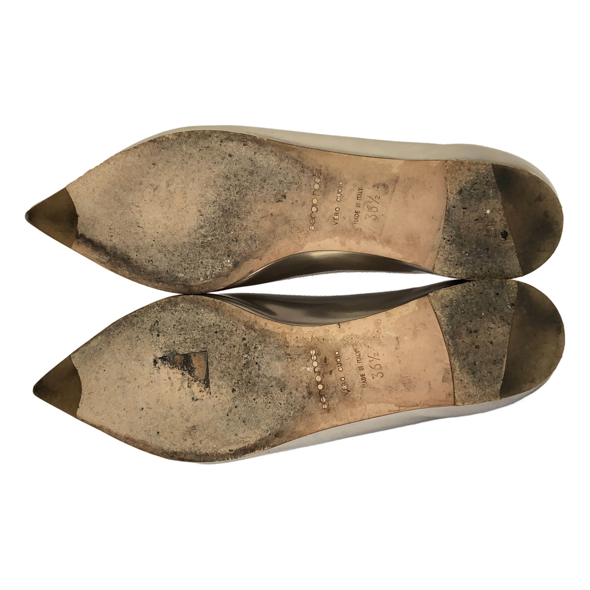 sergio rossi / セルジオロッシ | パテントレザー メタリック ポインテッドトゥ フラットシューズ | 36 1/2 | レディース