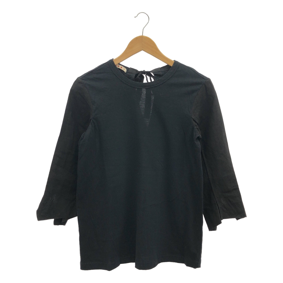 MARNI / マルニ | コットン リネン クルーネックカットソー | 38 | ブラック | レディース