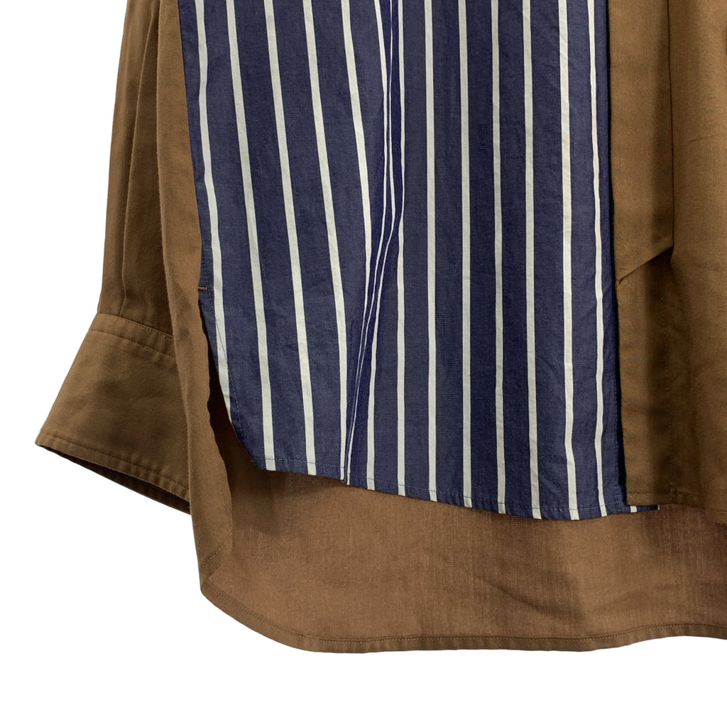 CULLNI / Kurni | x PARIGOT 條紋立領襯衫 | 1 碼 | 藍/白/棕色 | 男士