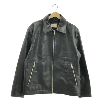 HERMES / エルメス | 2023AW | カーフスキン レザーブレード刺しゅう ジャケット | 50 | メンズ