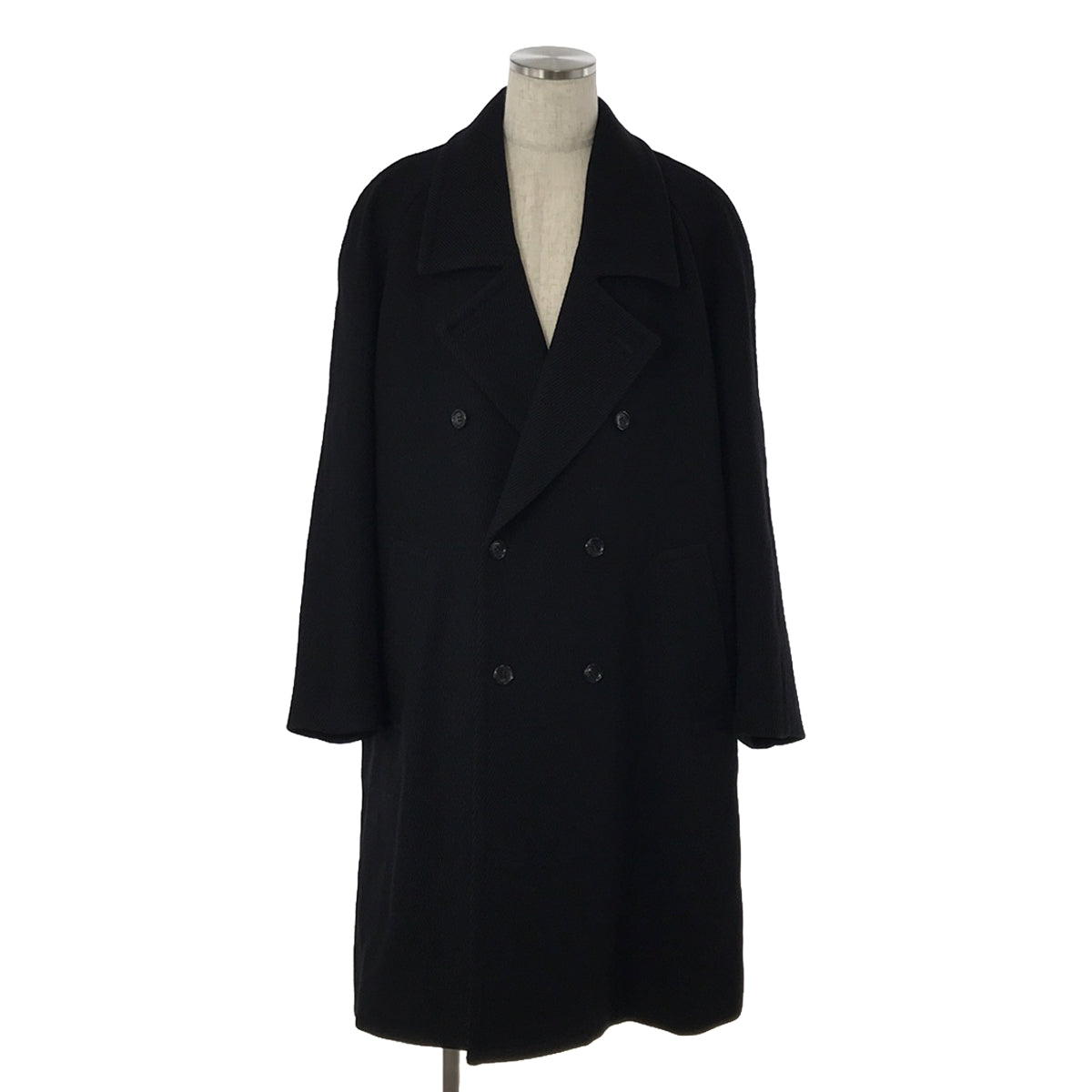 [新作] 約翰·勞倫斯·沙利文 / 約翰·勞倫斯·沙利文 | 2022 秋冬 | KERSEY WOOL OVERSIZED COAT 羊毛斜紋布大衣 | 44 |黑色 |男士