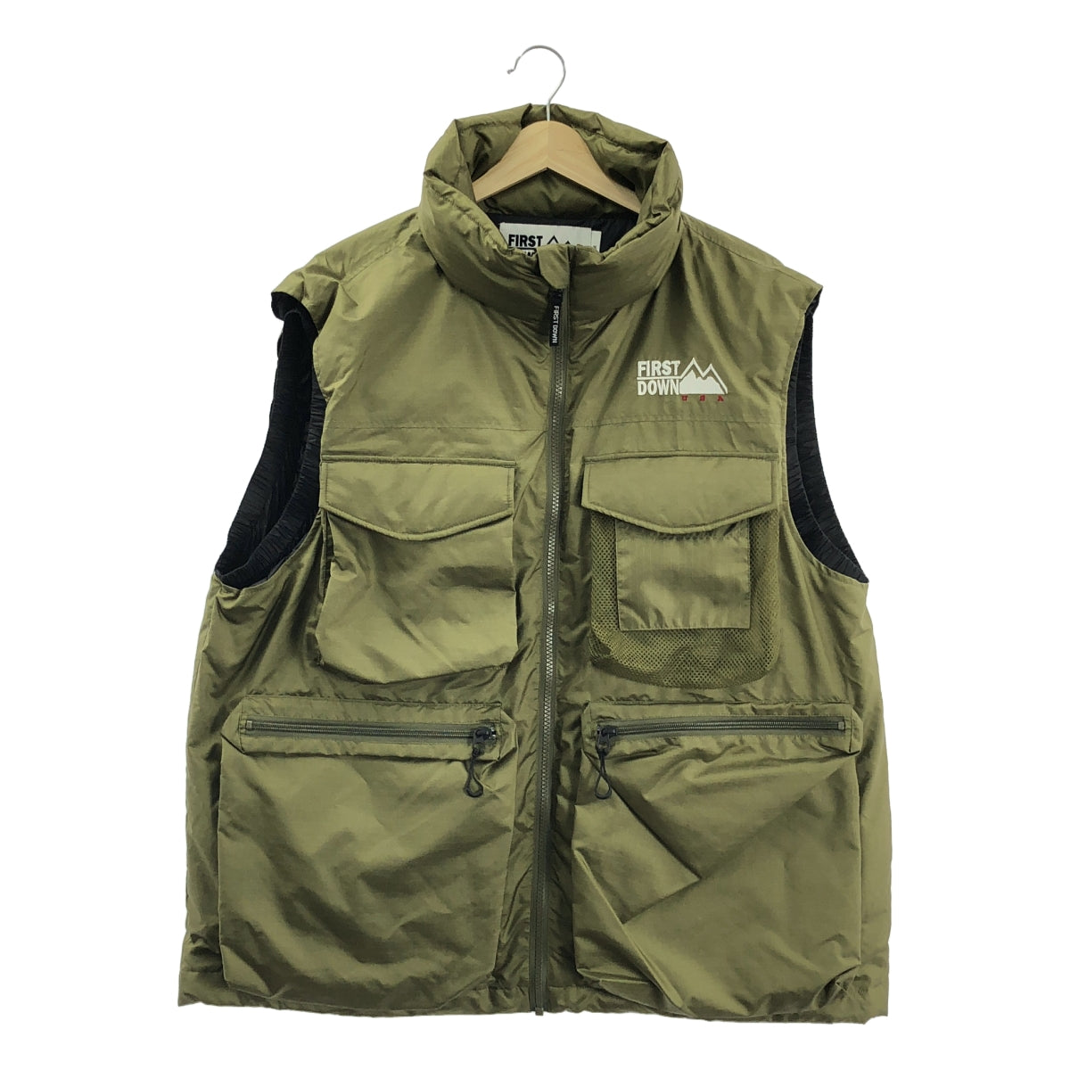 【新品】  FIRST DOWN / ファーストダウン | MULTI POCKET DOWN VEST DICROS MAURI RIP マルチポケット リップストップ ダウンベスト | M | オリーブ | メンズ